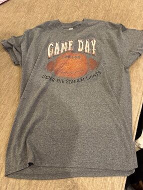 Gildan Gray Tee with Orange Football "GAME DAY" Graphic